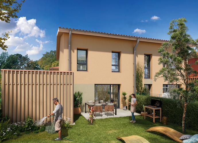 Jardin villas neuves du programme Les Coteaux du Barry - Pechbonnieu